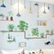 Green Wall Stickers Shelves with Potted Plants Removable PVC Bedroom Decorations
